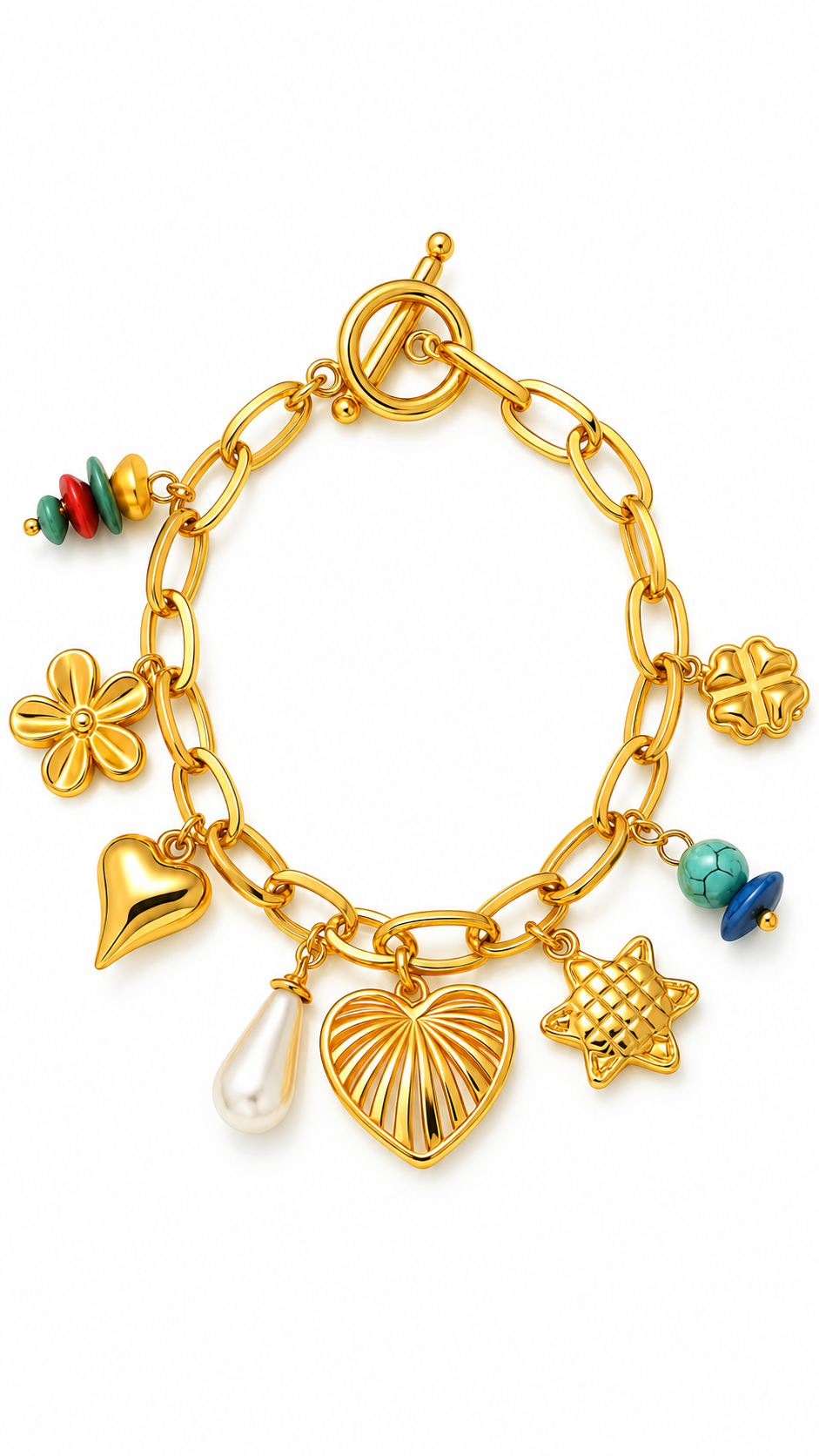 "Hearts" PVD Gold-Plated Steel Bracelet - Bubble Pop