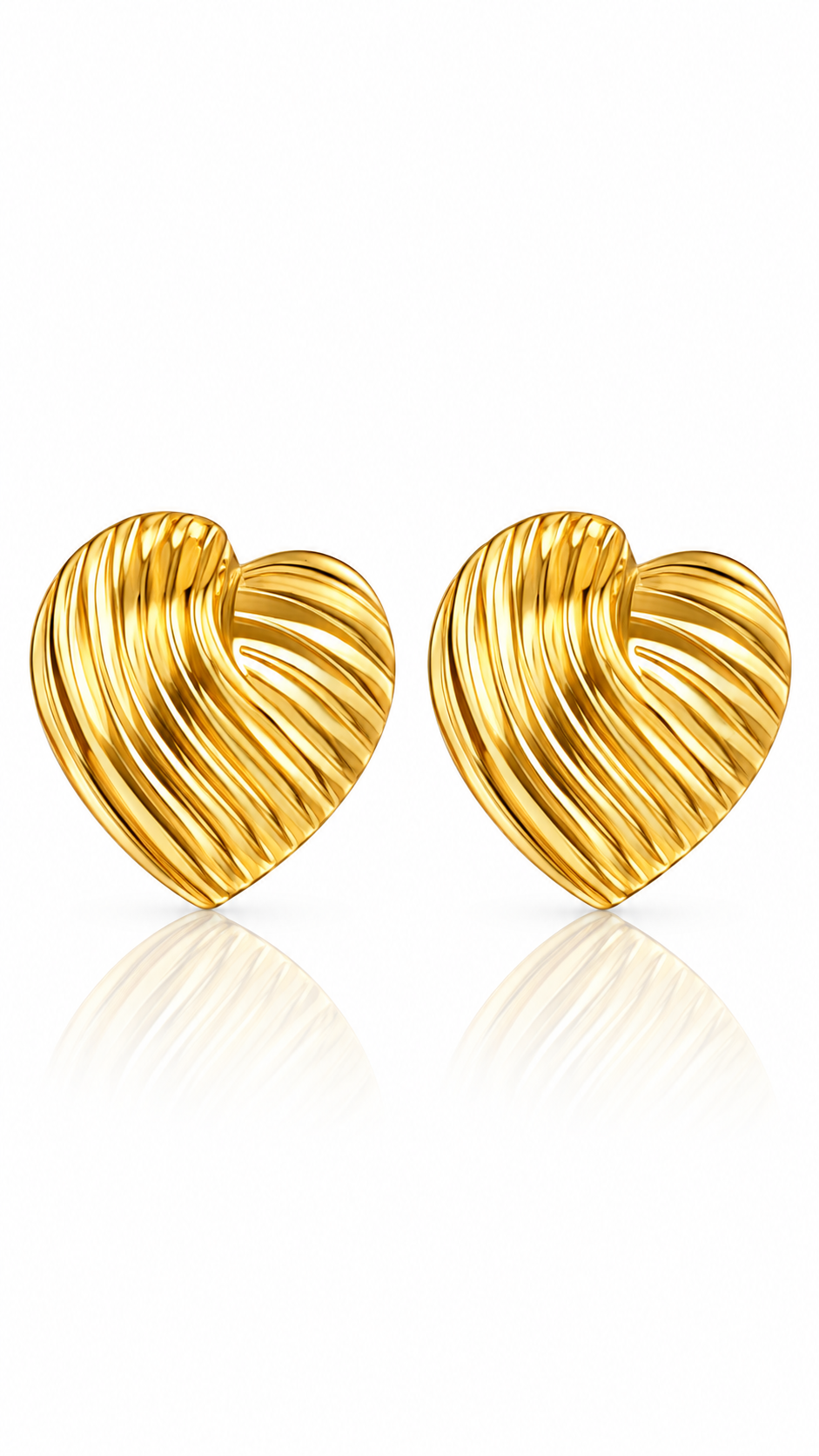 "Hearts" Earrings, 18K Gold Plated Steel