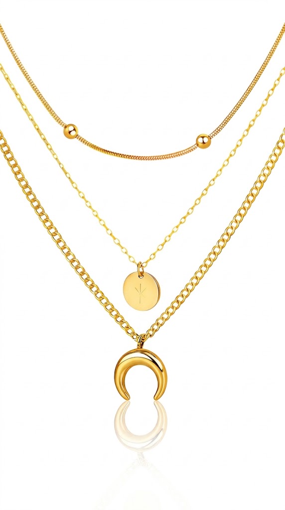 Crescent And Star" PVD Gold-Plated Steel Necklace - Intensity