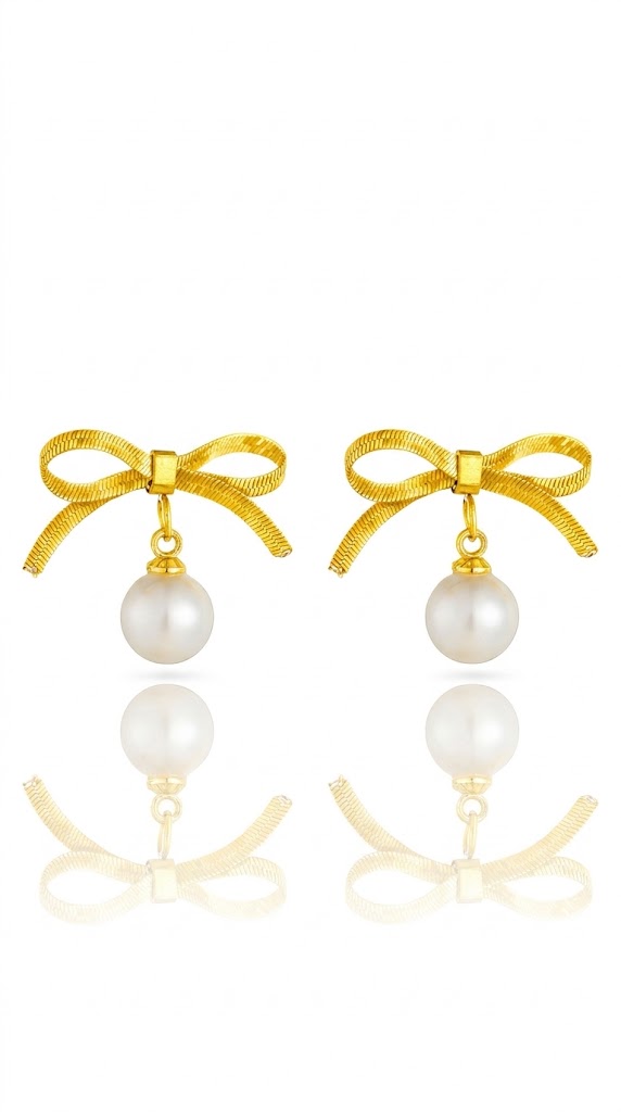 "Bows" PVD Gold-Plated Stainless Steel Earrings - Intensity