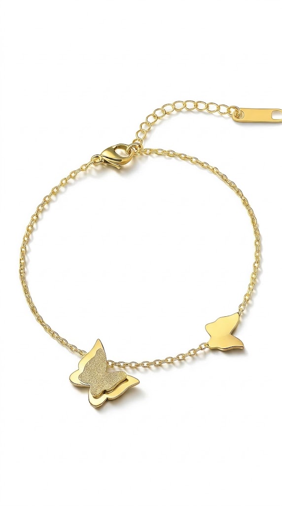 "Butterflies" Bracelet, 18K Gold Plated Steel