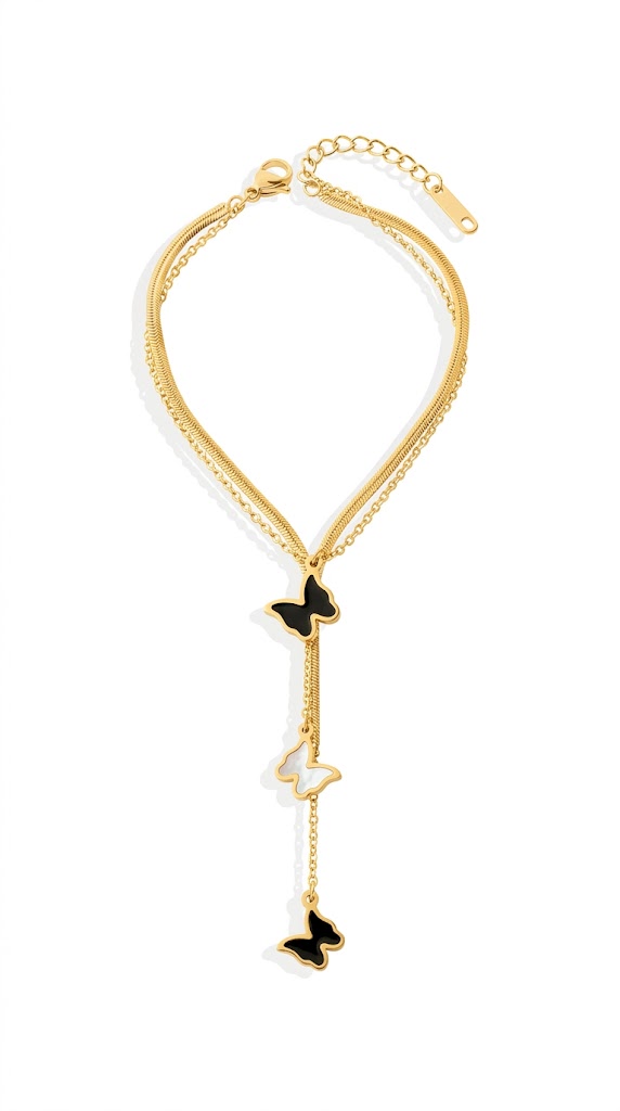 "Butterflies" PVD Gold-Plated Steel Bracelet - Intensity