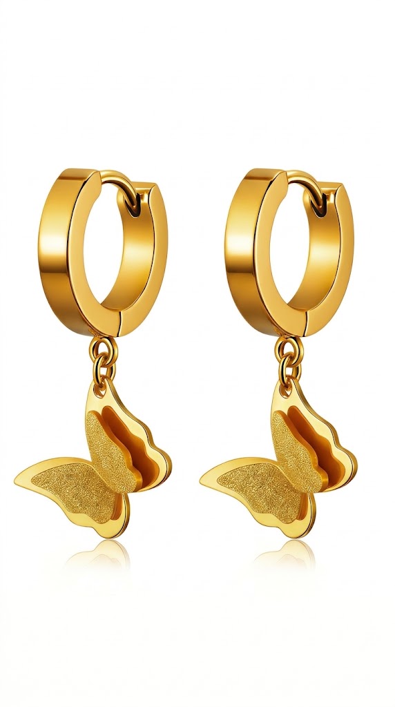 "Butterflies" PVD Gold-Plated Steel Earrings - Intensity