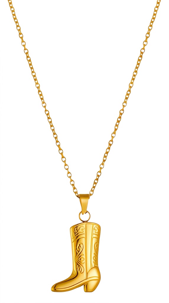 Boot" Necklace, 18K Gold Plated Steel