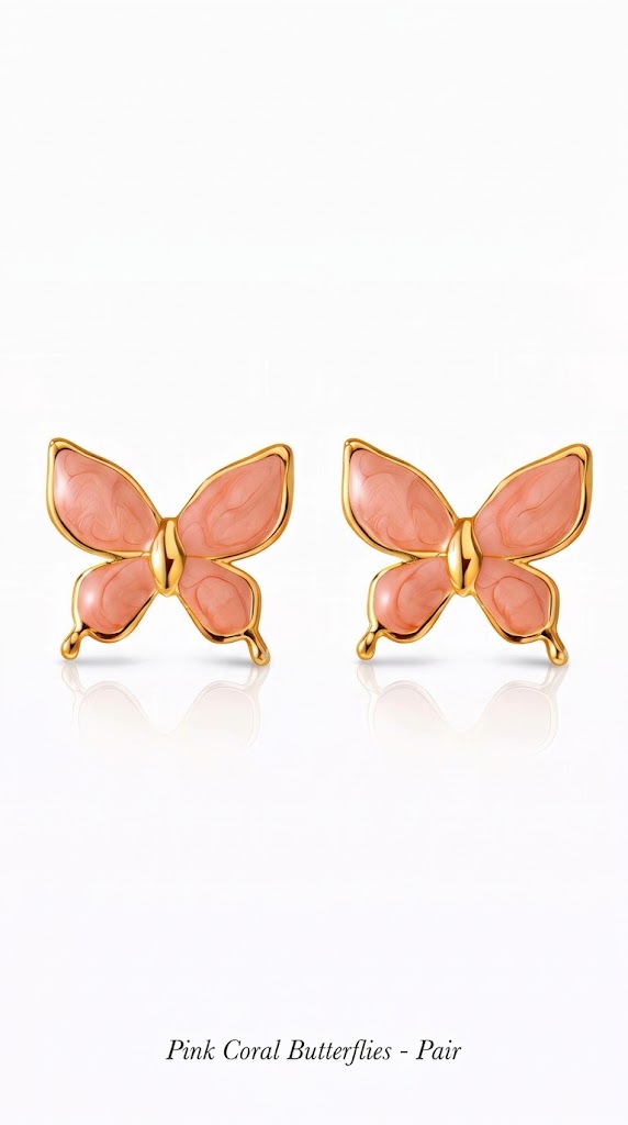 "Butterflies" PVD Gold-Plated Steel Earrings - Intensity