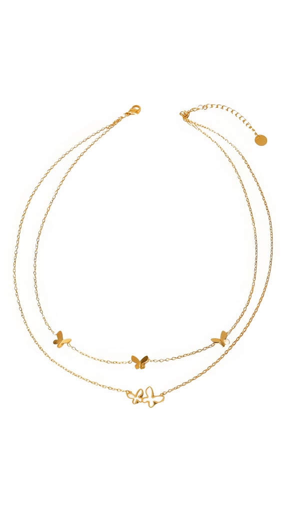 "Butterflies" PVD Gold-Plated Steel Necklace - Intensity