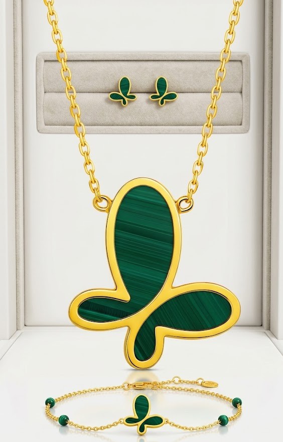 "Butterfly" Necklace, 18K Gold Plated Steel