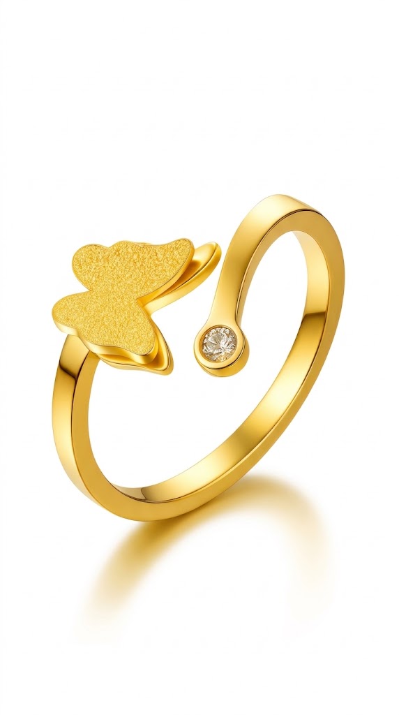 "Butterfly" PVD Gold-Plated Stainless Steel Ring - Intensity