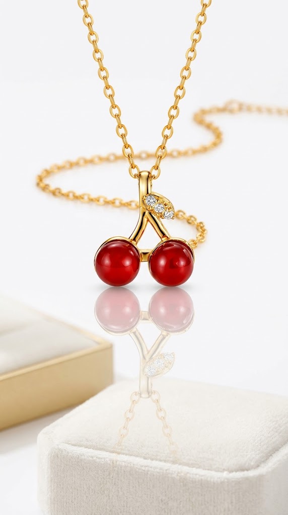 "Cherry" PVD Gold-Plated Brass Necklace - Crystallic