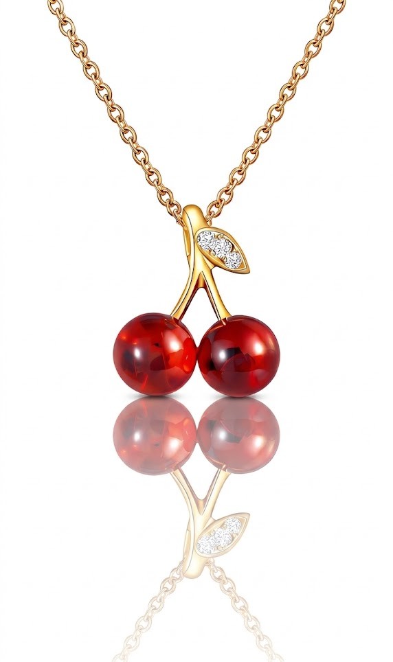 "Cherry" PVD Gold-Plated Brass Necklace - Crystallic