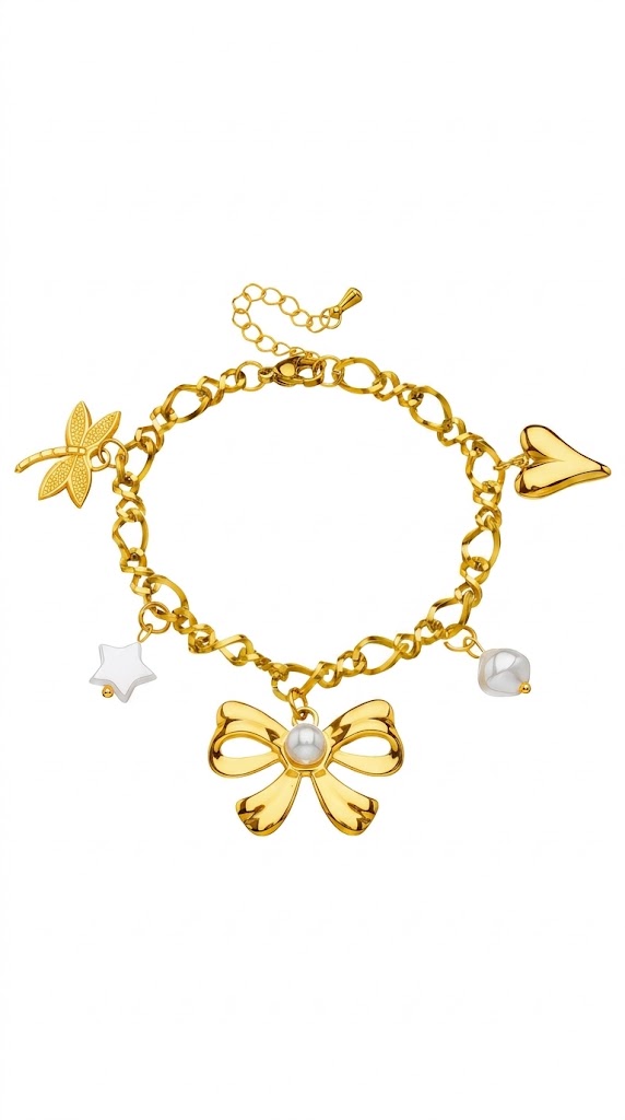 Bow" PVD Gold-Plated Stainless Steel Bracelet - Intensity