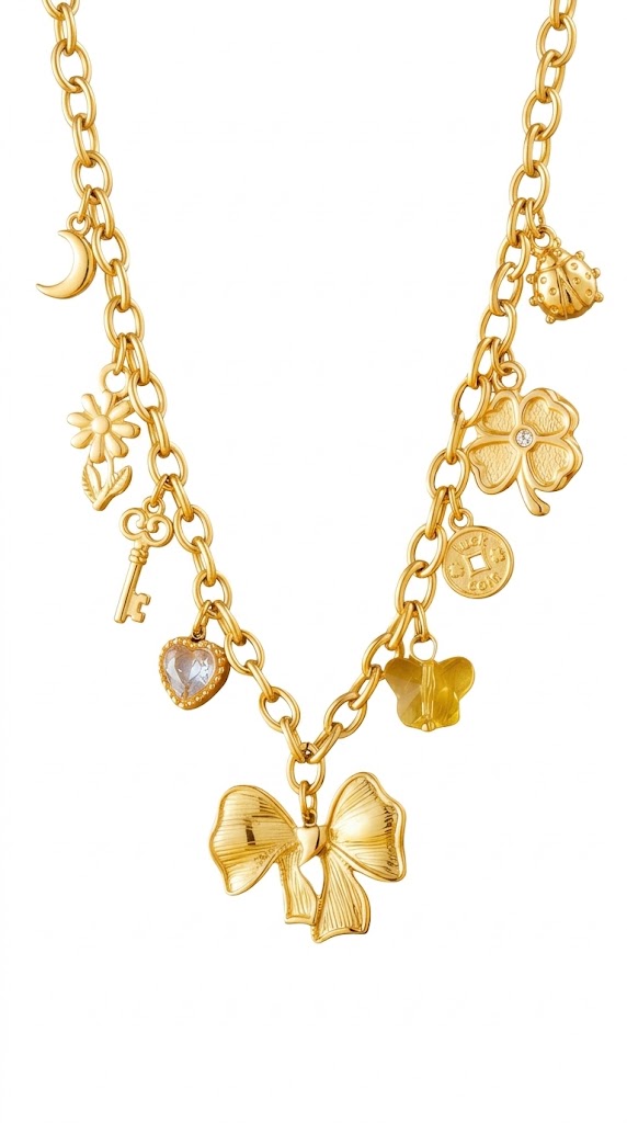 "Bow" PVD Gold-Plated Stainless Steel Necklace - Intensity