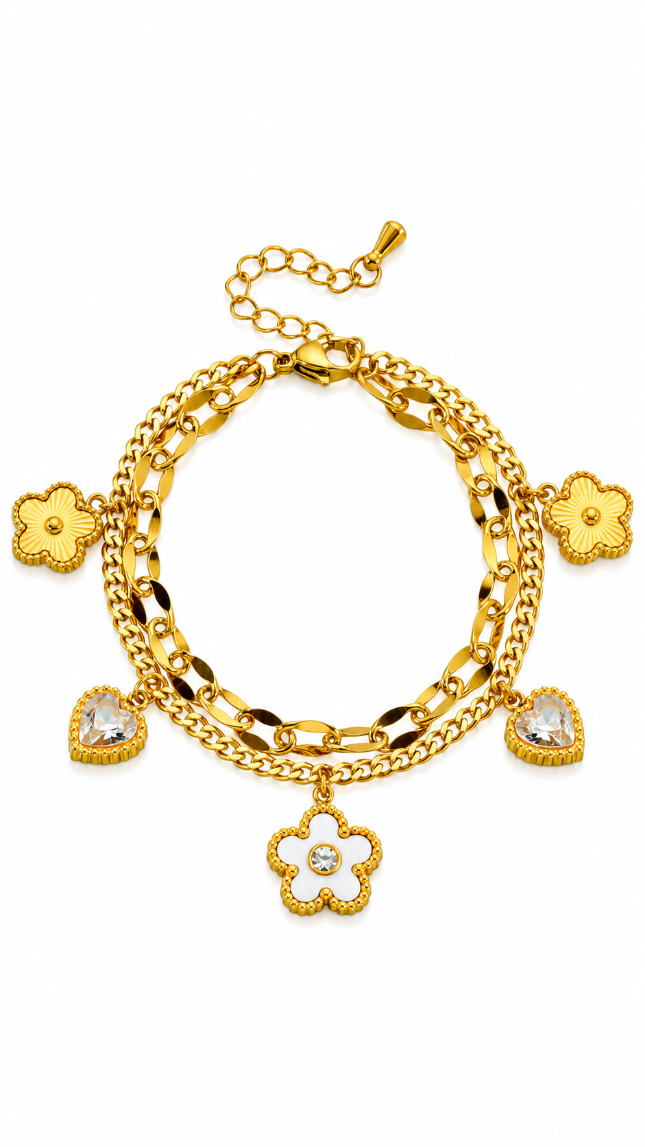 "Flower Meadow" PVD Gold-Plated Steel Bracelet - Intensity