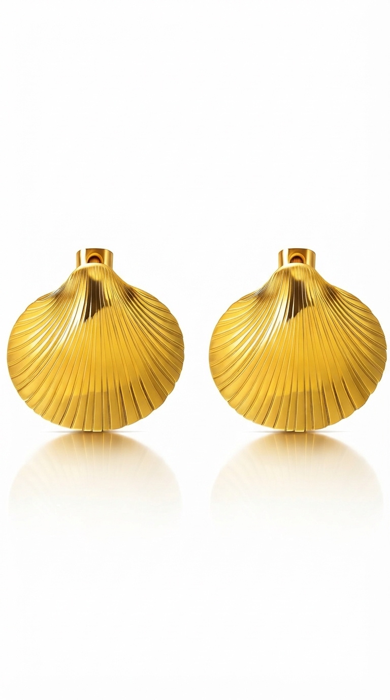 "Seashells" Earrings, 18K Gold Plated Steel