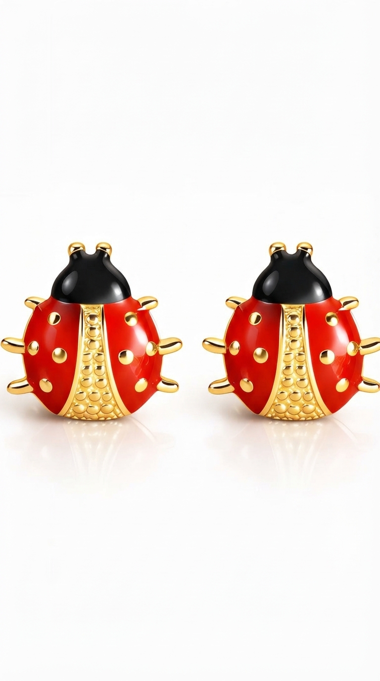 "Ladybugs" PVD Gold-Plated Steel Earrings - Intensity