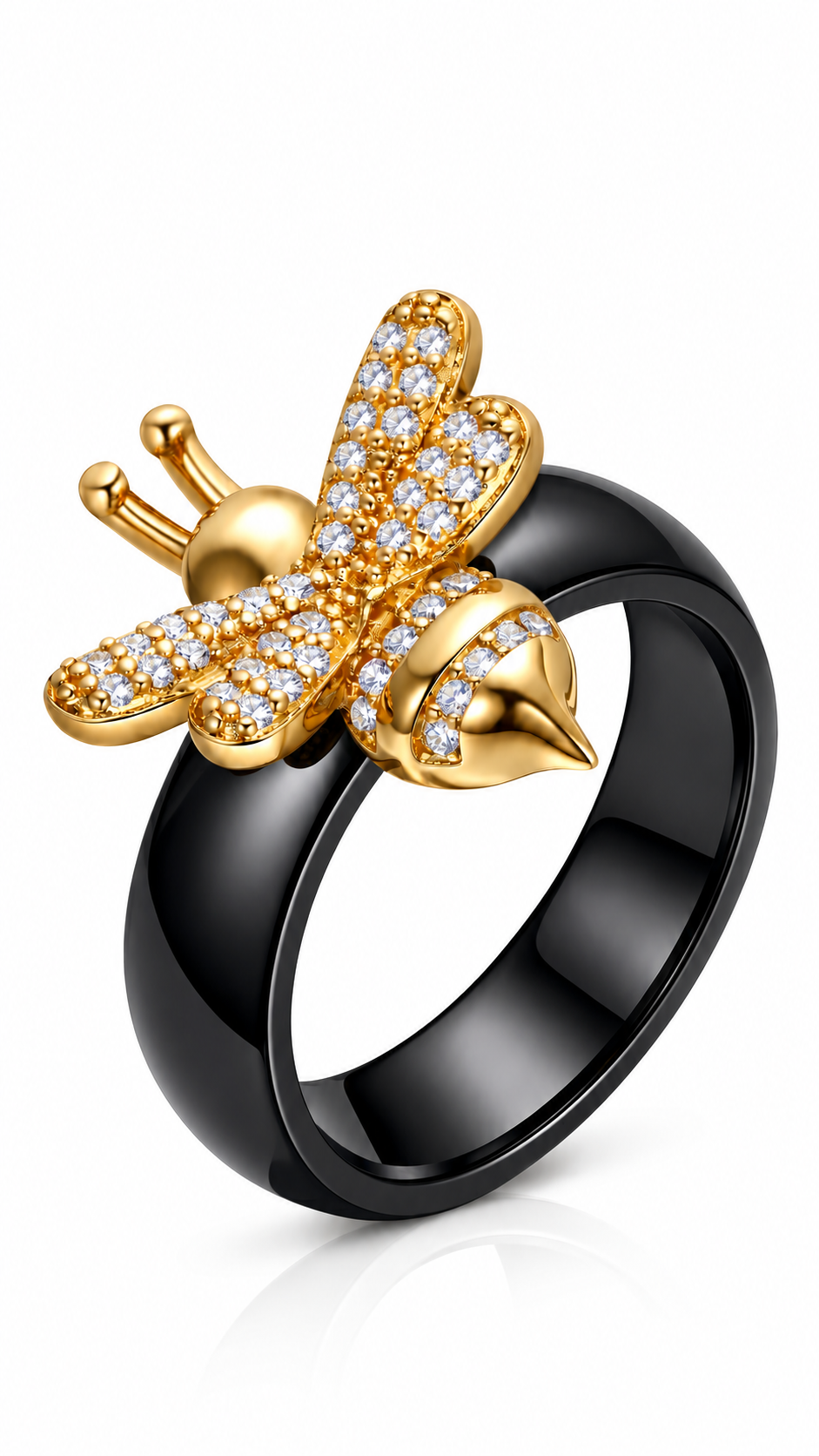 "Bee" PVD Gold-Plated Ceramic Ring - Intensity