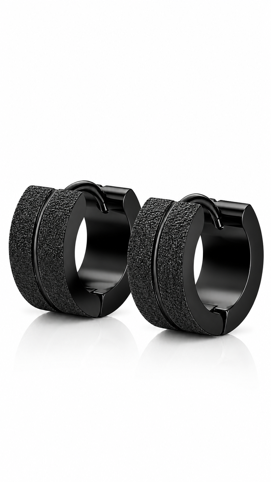 Men's Black PVD (TiCN) Stainless Steel Earrings - Prime Code