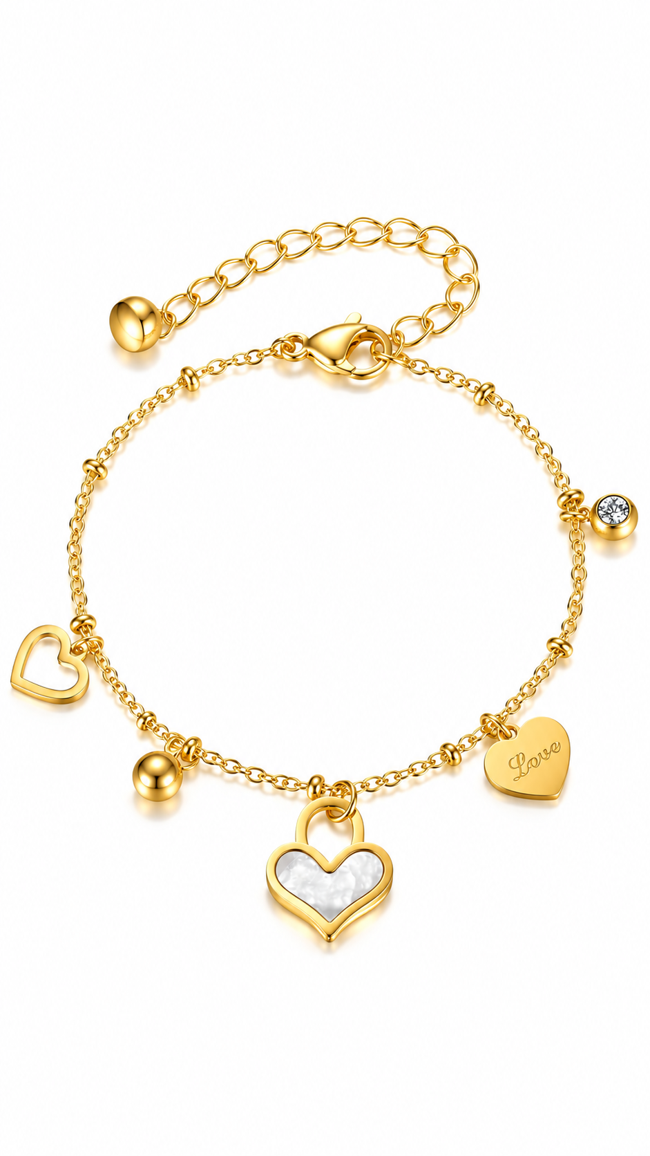 "Hearts" PVD Gold-Plated Steel Bracelet - Intensity