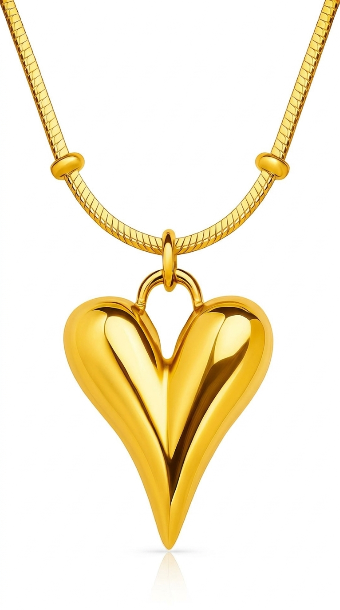 "Hearts" PVD Gold-Plated Steel Necklace - Intensity