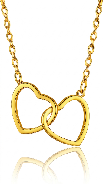 "Hearts" PVD Gold-Plated Steel Necklace - Intensity