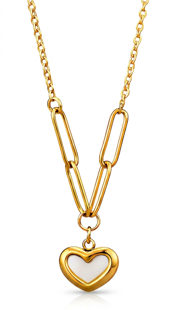"Hearts" PVD Gold-Plated Steel Necklace - Intensity
