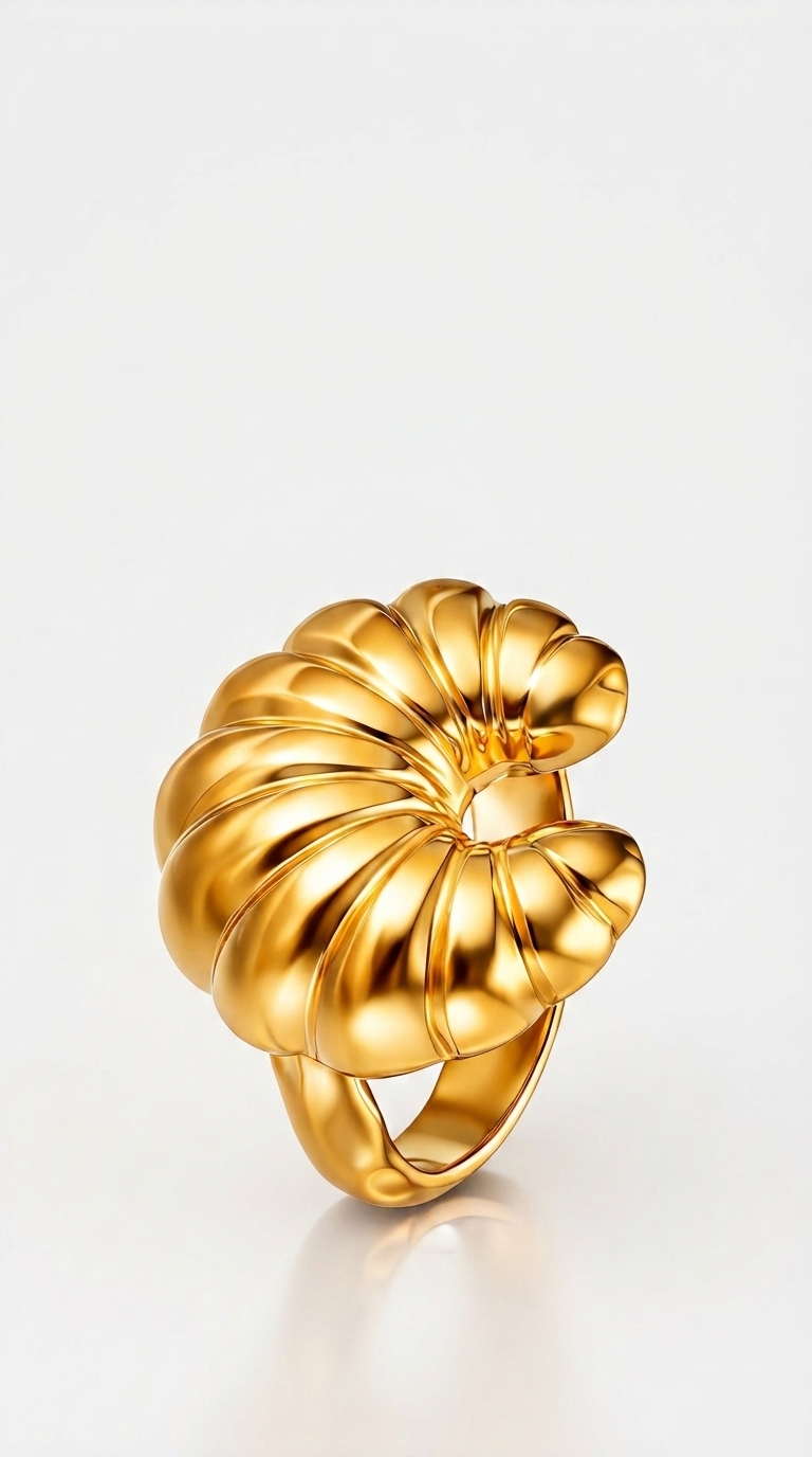 Ring, 18K Gold Plated Steel