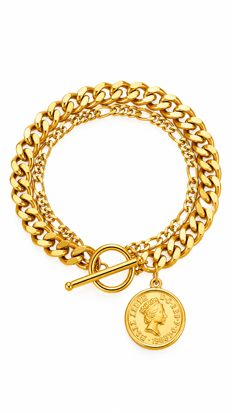 "Coin" PVD Gold-Plated Stainless Steel Bracelet - Intensity
