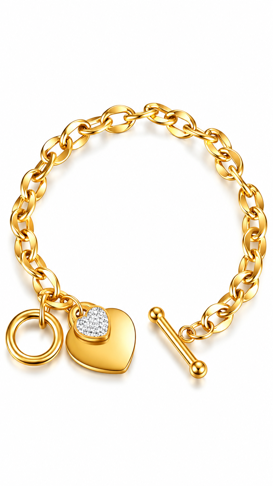 "Hearts" PVD Gold-Plated Steel Bracelet - Intensity