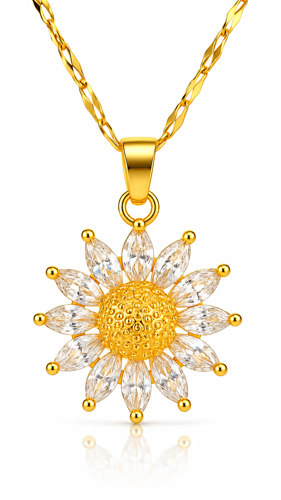 "Flower" PVD Gold-Plated Brass Necklace - Crystallic