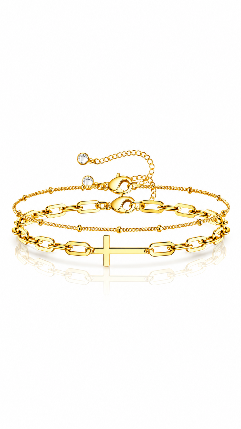 "Cross" PVD Gold-Plated Stainless Steel Bracelet - Intensity