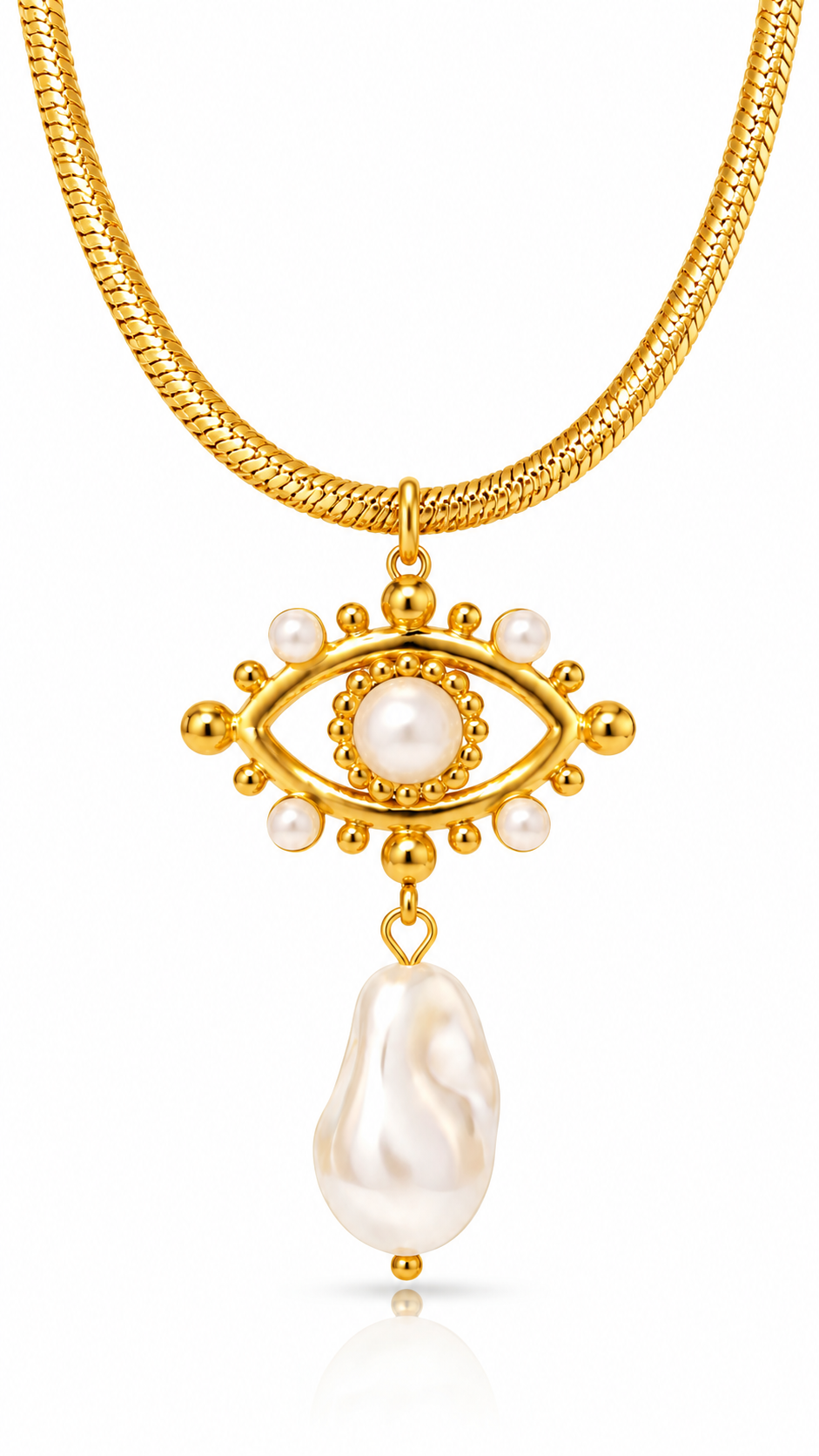 "Evil Eye" PVD Gold-Plated Steel Necklace - Intensity