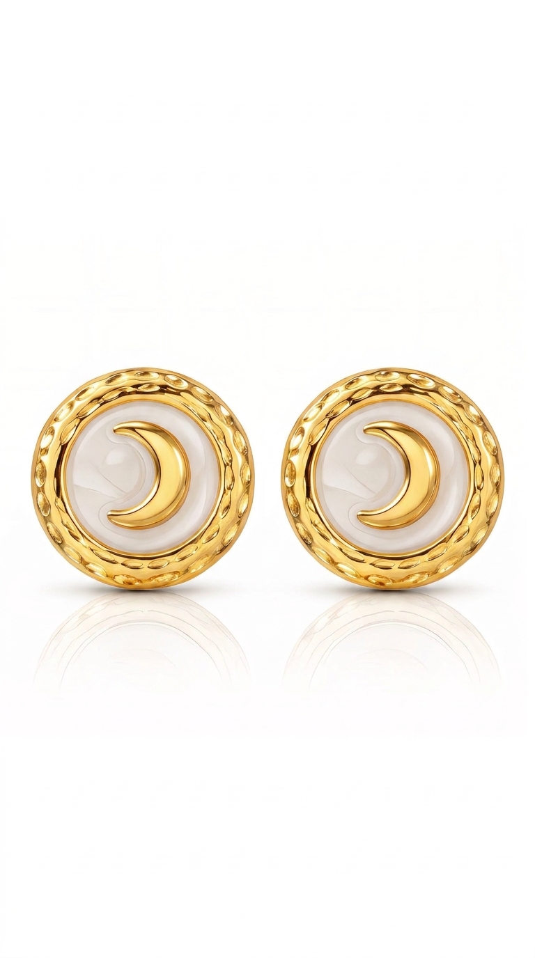 "Crescent" PVD Gold-Plated Steel Earrings - Intensity