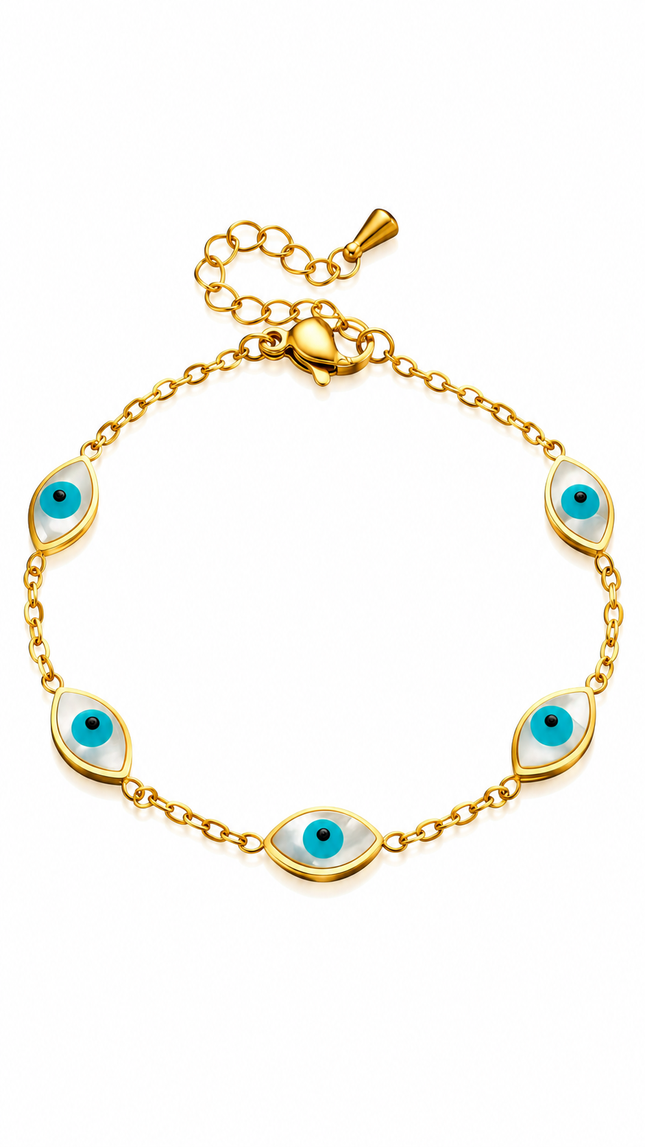 "Evil Eyes" Bracelet, 18K Gold Plated Steel