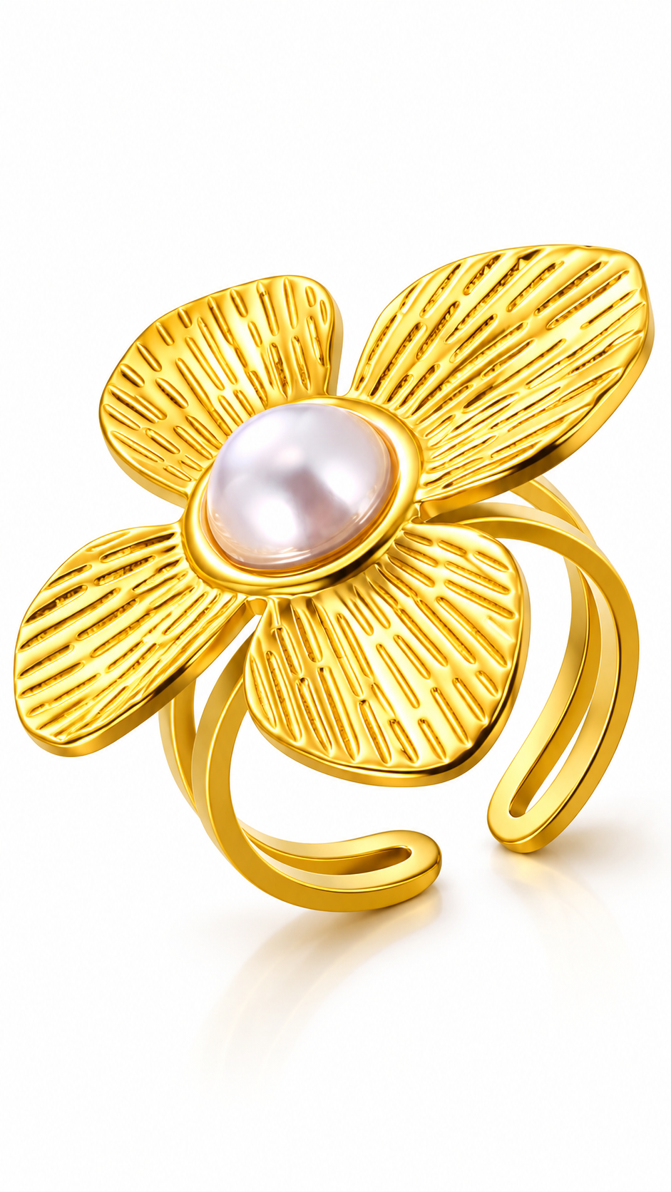 "Flower" Ring, 18K Gold Plated Steel
