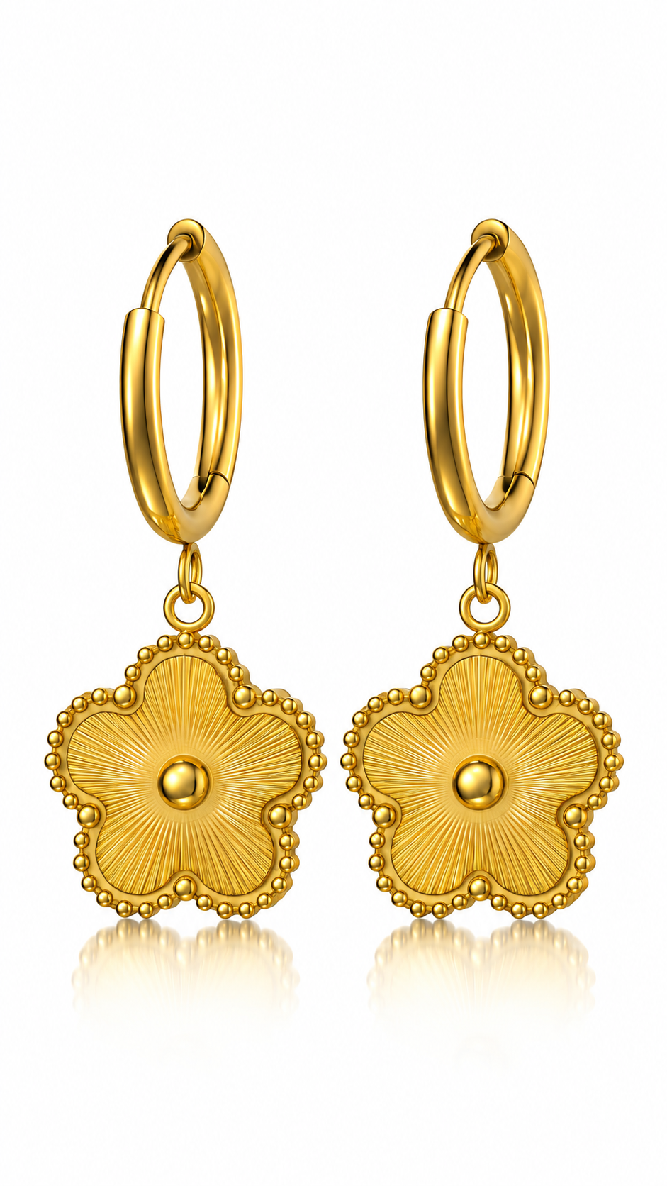 "Flowers" Earrings, 18K Gold Plated Steel