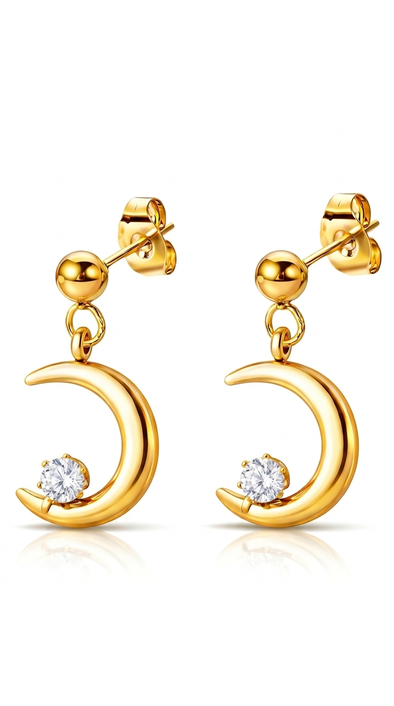 "Crescent" PVD Gold-Plated Steel Earrings - Intensity