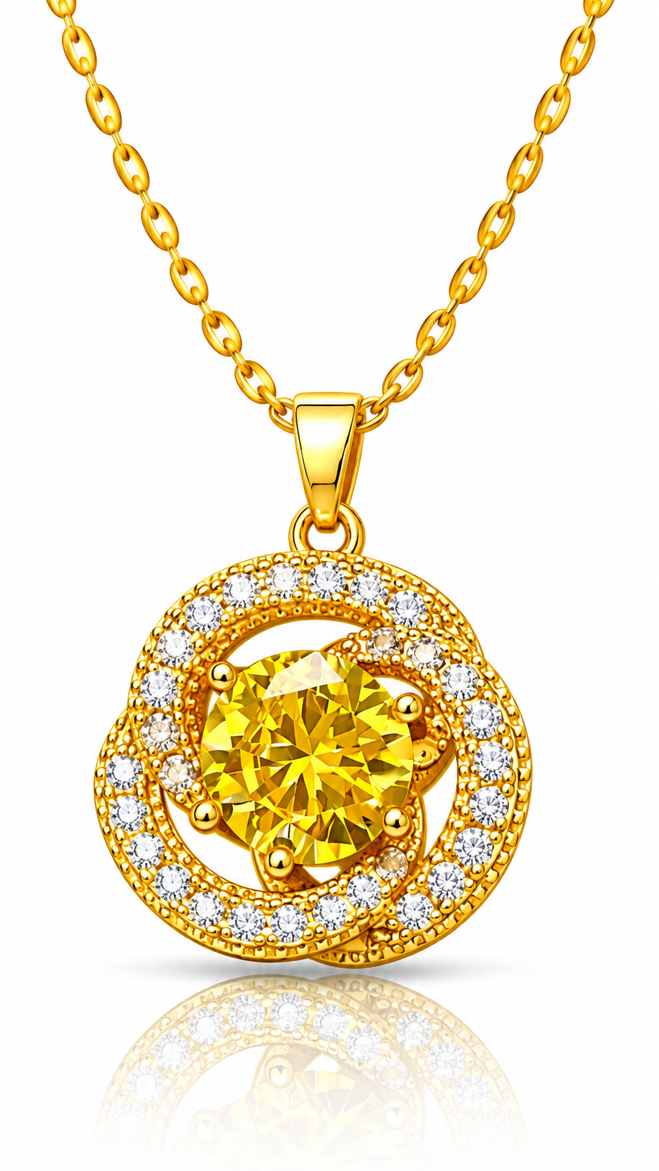 "Flower" PVD Gold-Plated Brass Necklace - Crystallic
