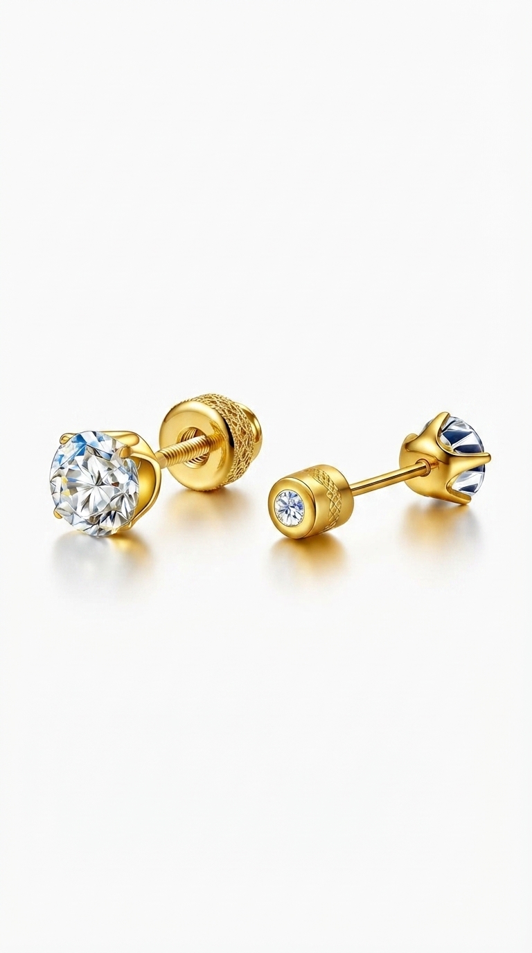 PVD Gold-Plated Stainless Steel Earrings - Crystallic